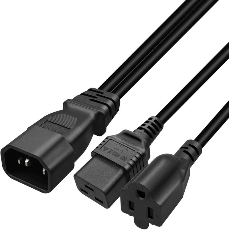 TEWOXIN IEC320 C14 to C19 + NEMA 5-15R Y Splitter Power Cord for PDU/UPS Server Racks & US Standard Socket Equipment(1FT/0.3M) - Image 3